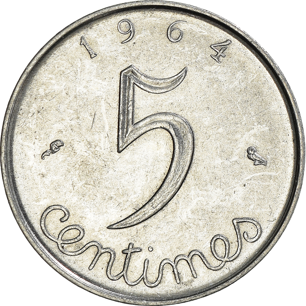 Moneda, Francia, 5 Centimes, 1964