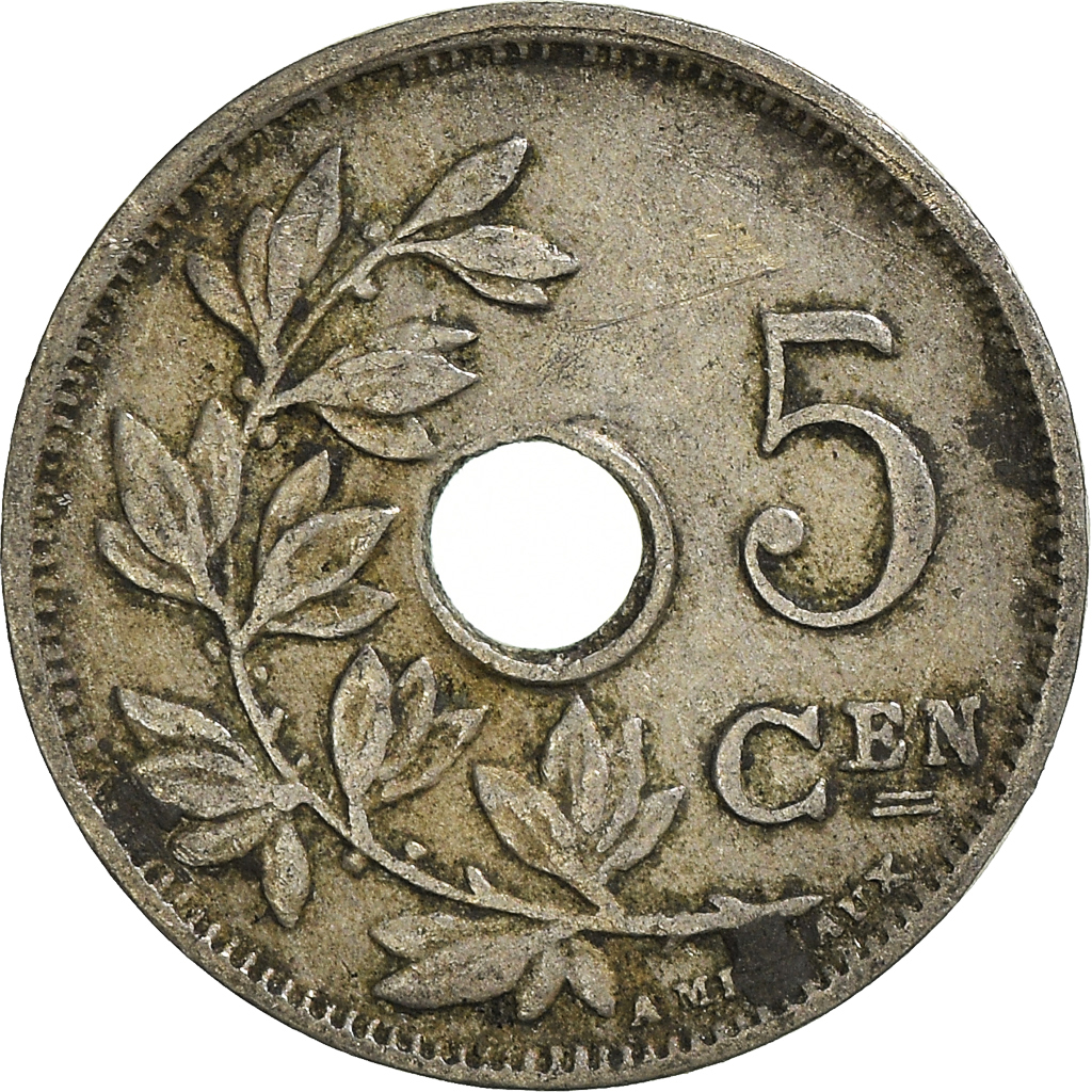 Moneda, Bélgica, 5 Centimes, 1922