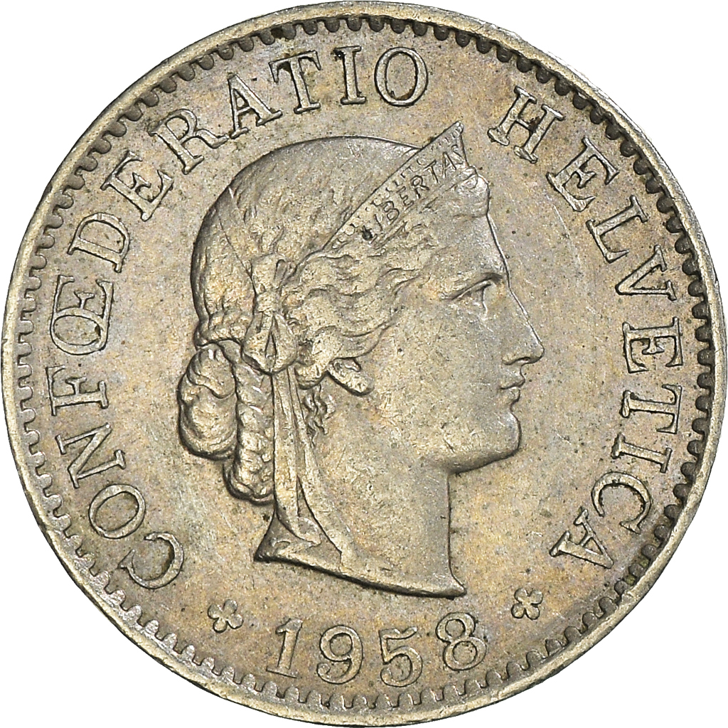 Moneda, Suiza, 5 Rappen, 1958