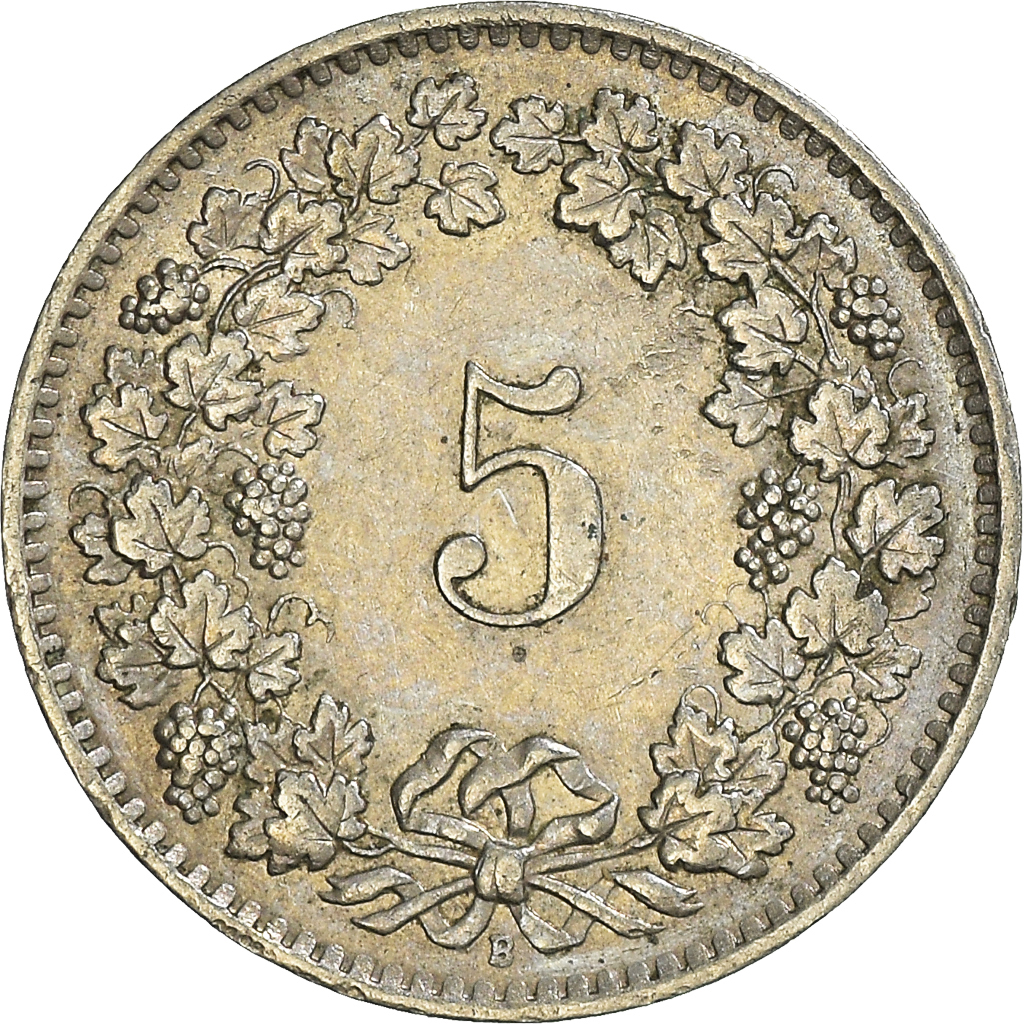 Moneda, Suiza, 5 Rappen, 1958