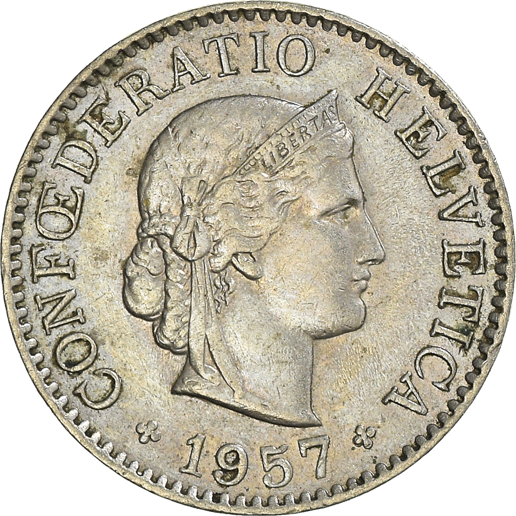 Moneda, Suiza, 5 Rappen, 1957