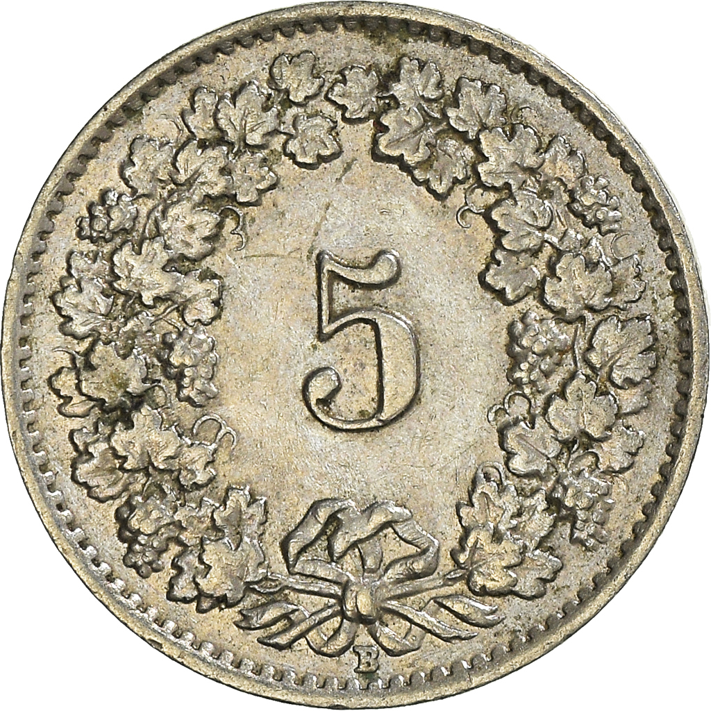 Moneda, Suiza, 5 Rappen, 1957