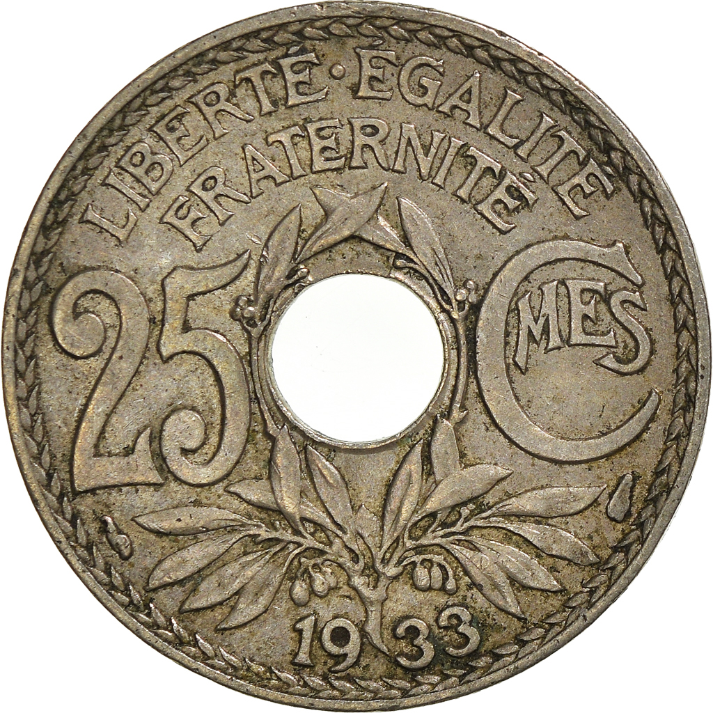 Moneda, Francia, 25 Centimes, 1933