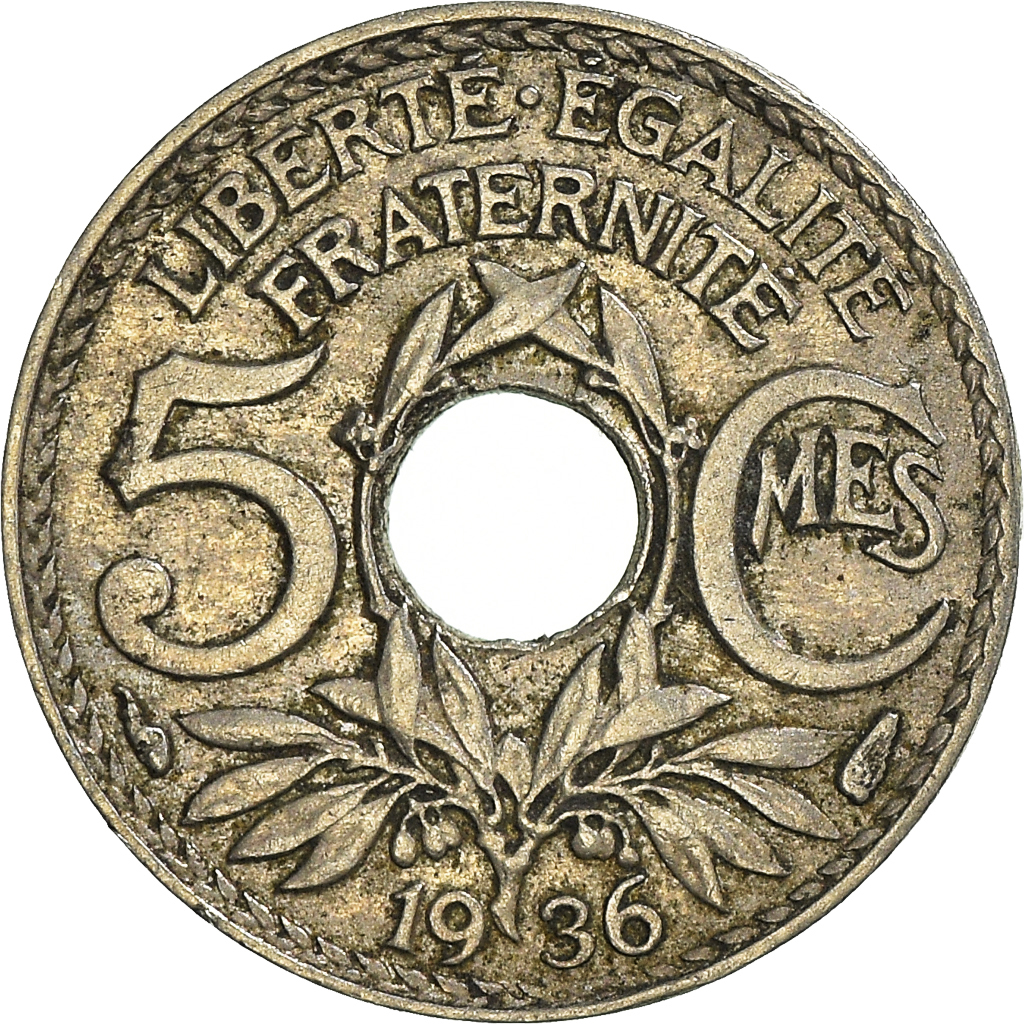 Moneda, Francia, 5 Centimes, 1936