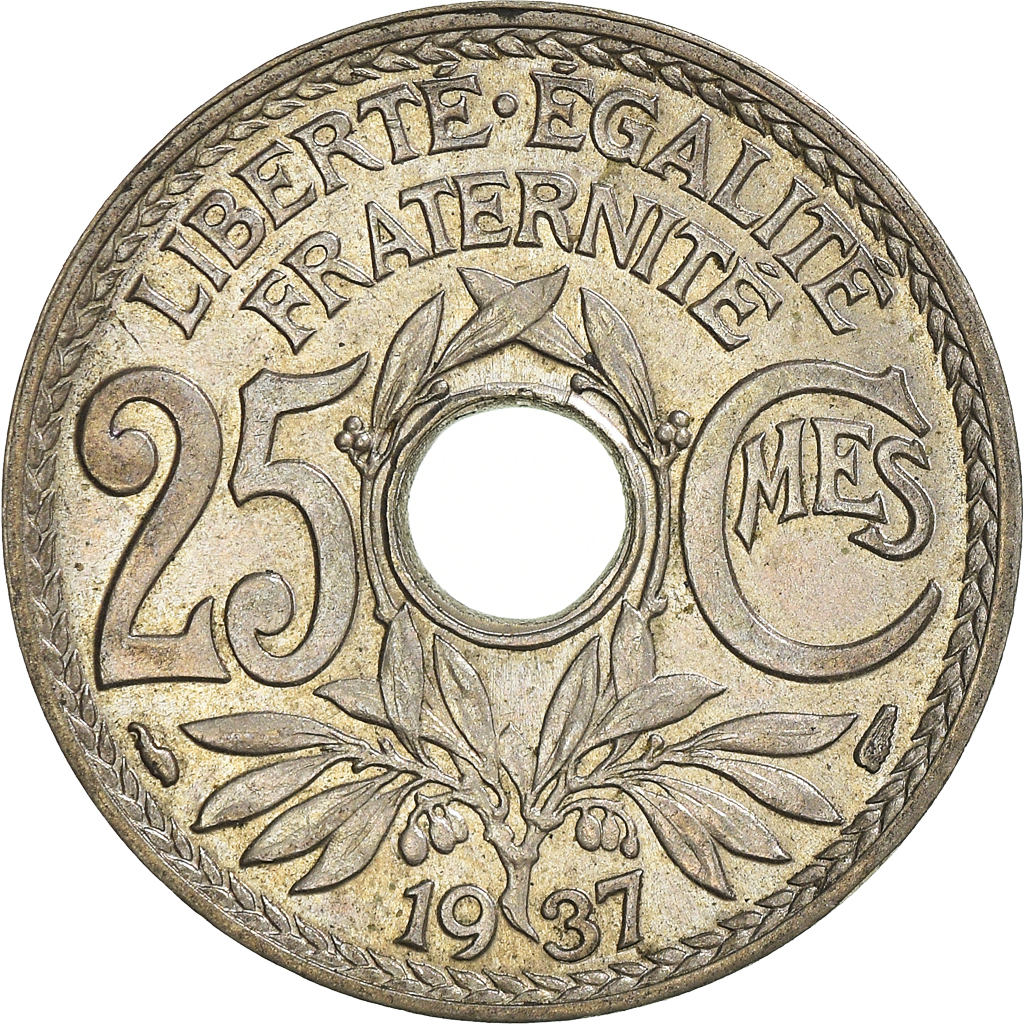Moneda, Francia, 25 Centimes, 1937