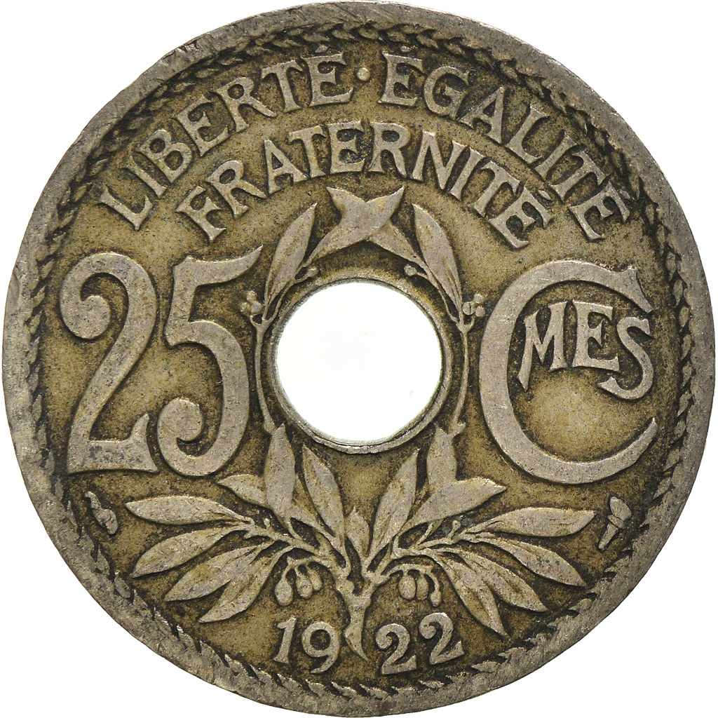 Moneda, Francia, 25 Centimes, 1922