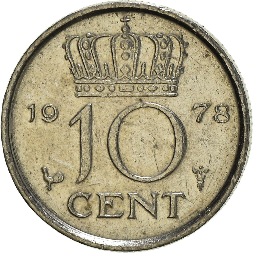 Moneda, Países Bajos, 10 Cents, 1978