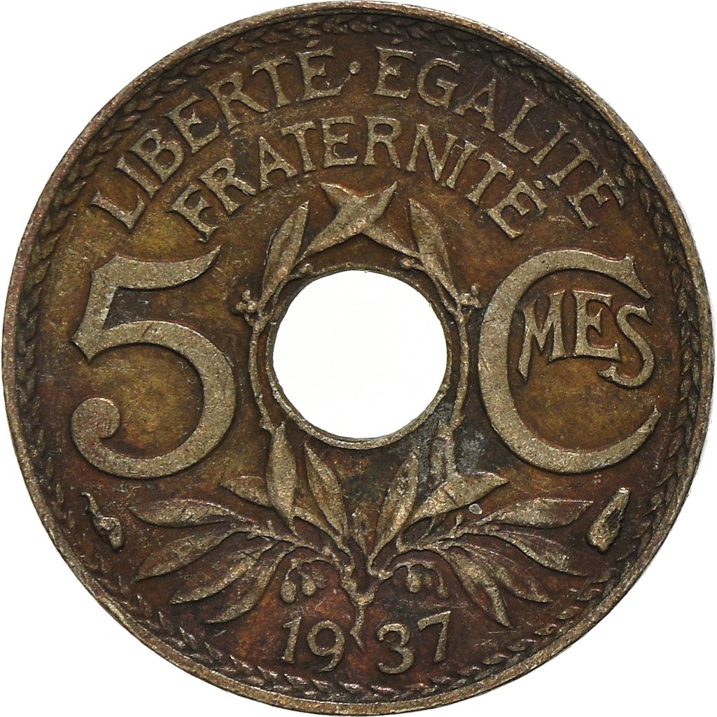 Moneda, Francia, 5 Centimes, 1937