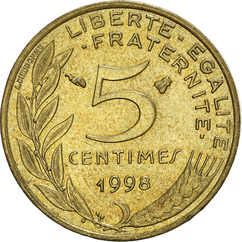 Moneda, Francia, 5 Centimes, 1998
