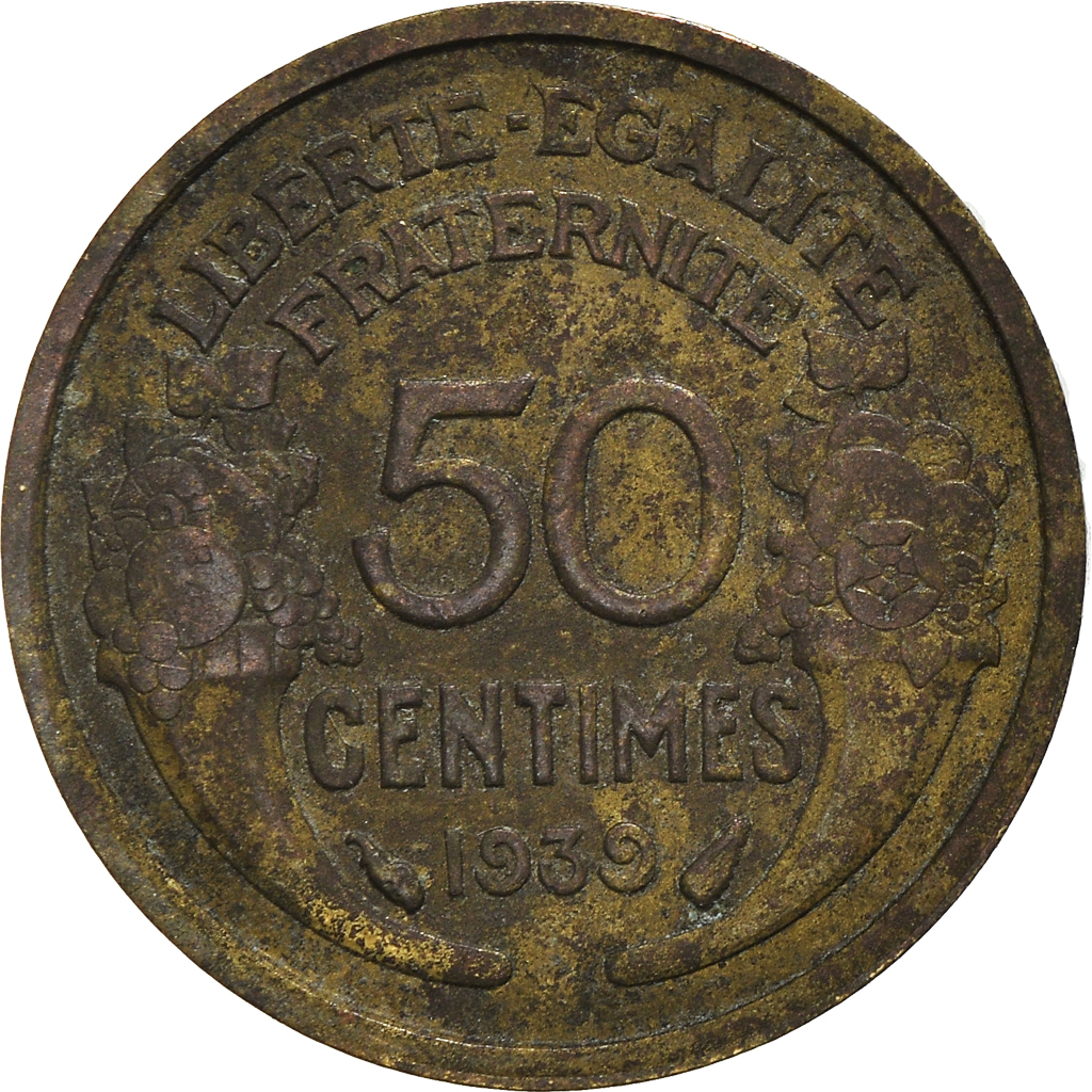 Moneda, Francia, 50 Centimes, 1939