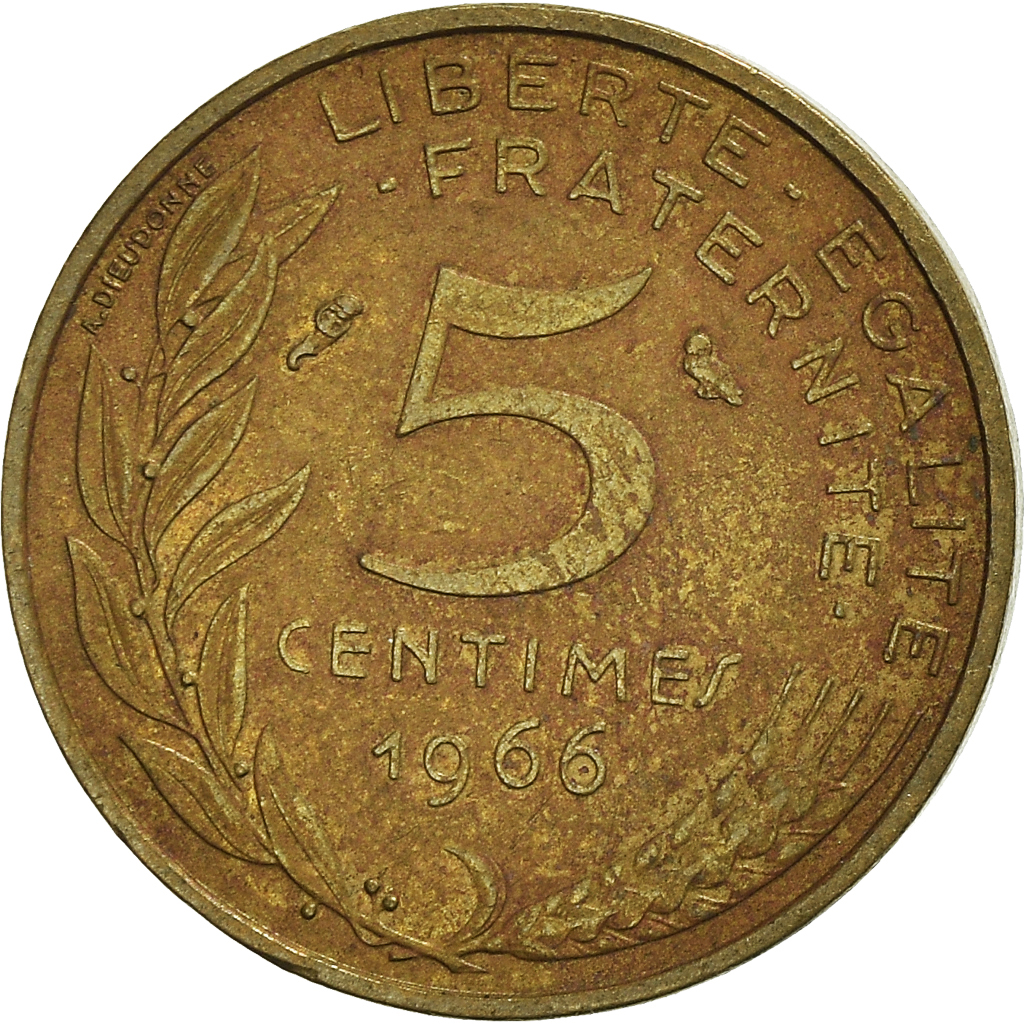 Moneda, Francia, 5 Centimes, 1966