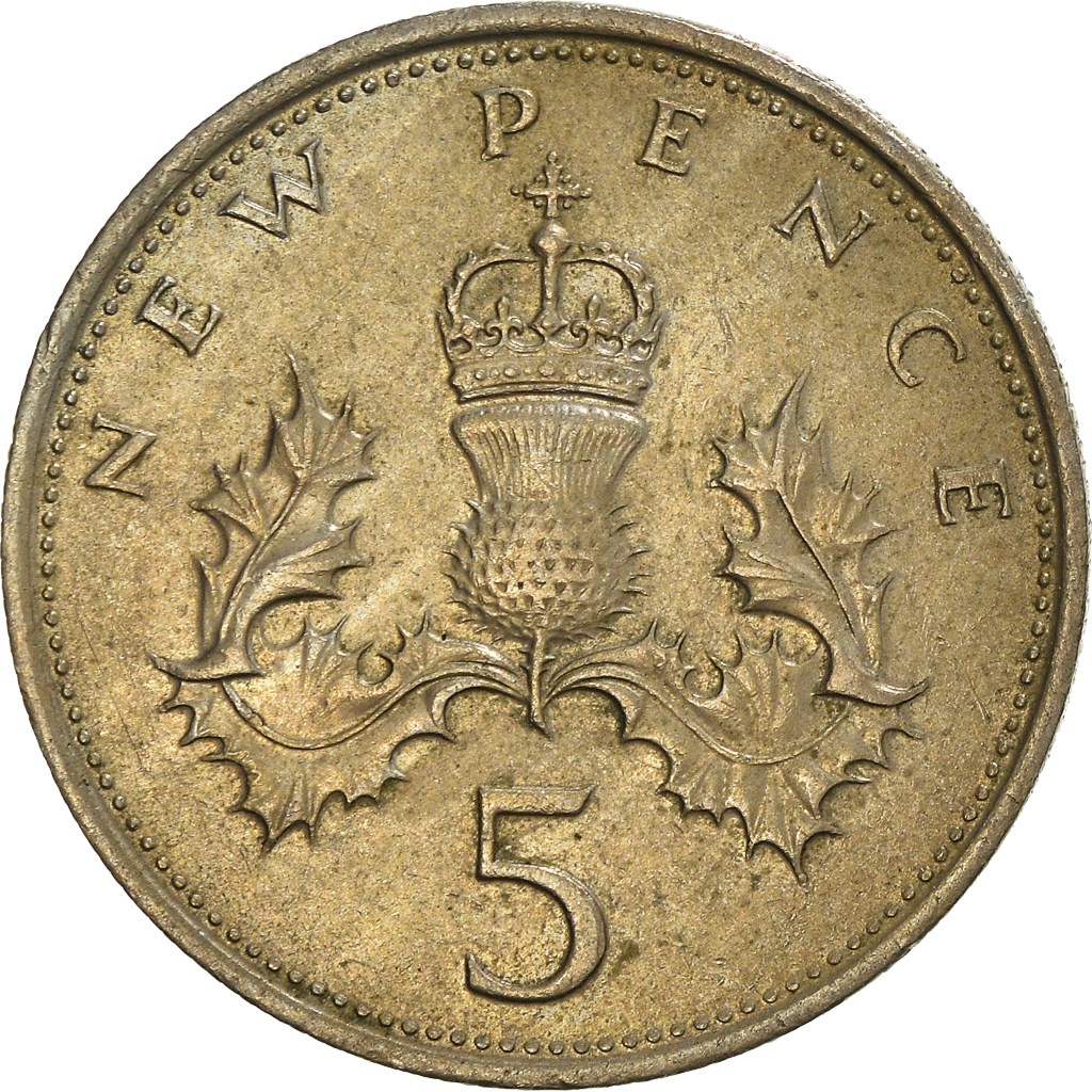 Moneda, Gran Bretaña, 5 New Pence, 1978