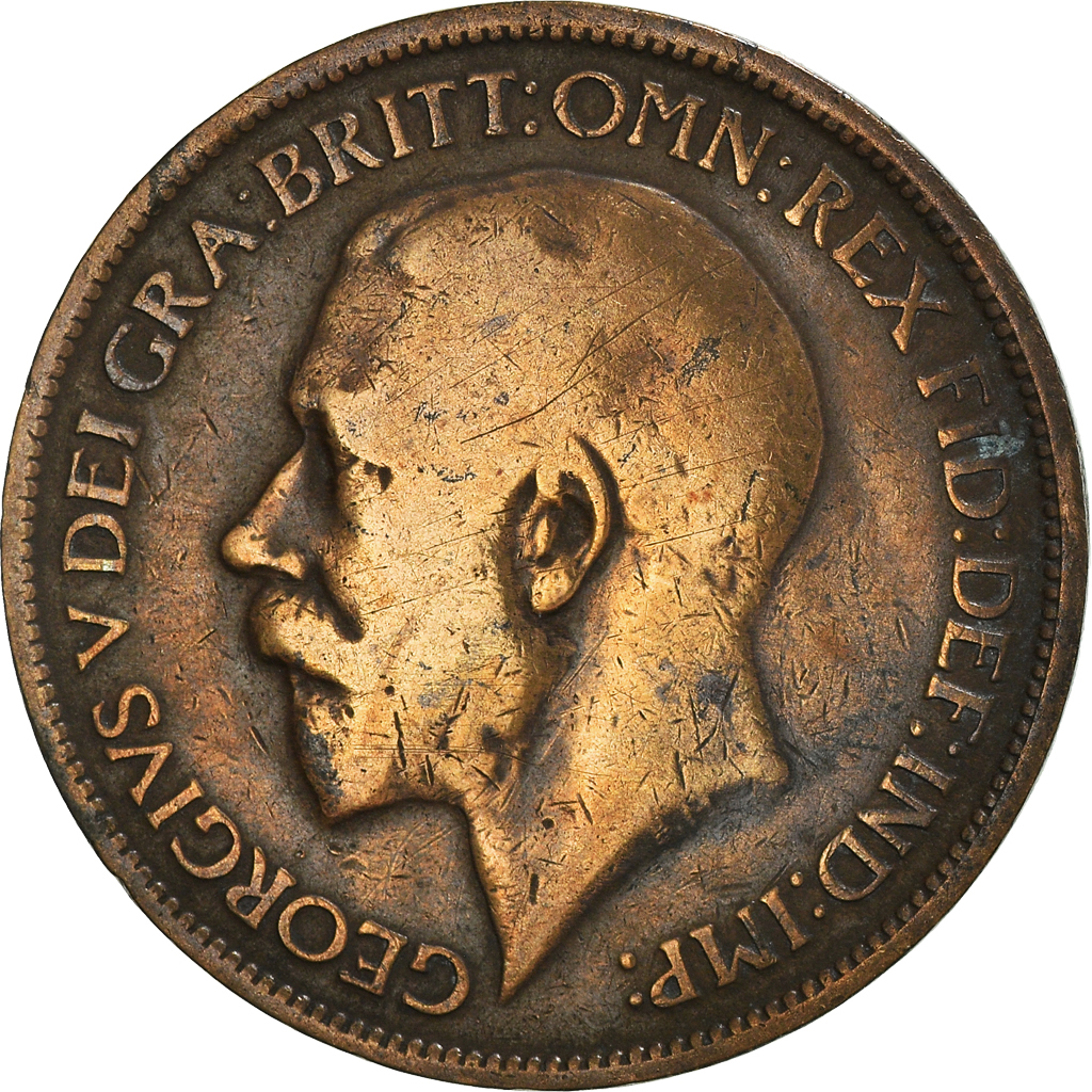 Moneda, Gran Bretaña, 1/2 Penny, 1917
