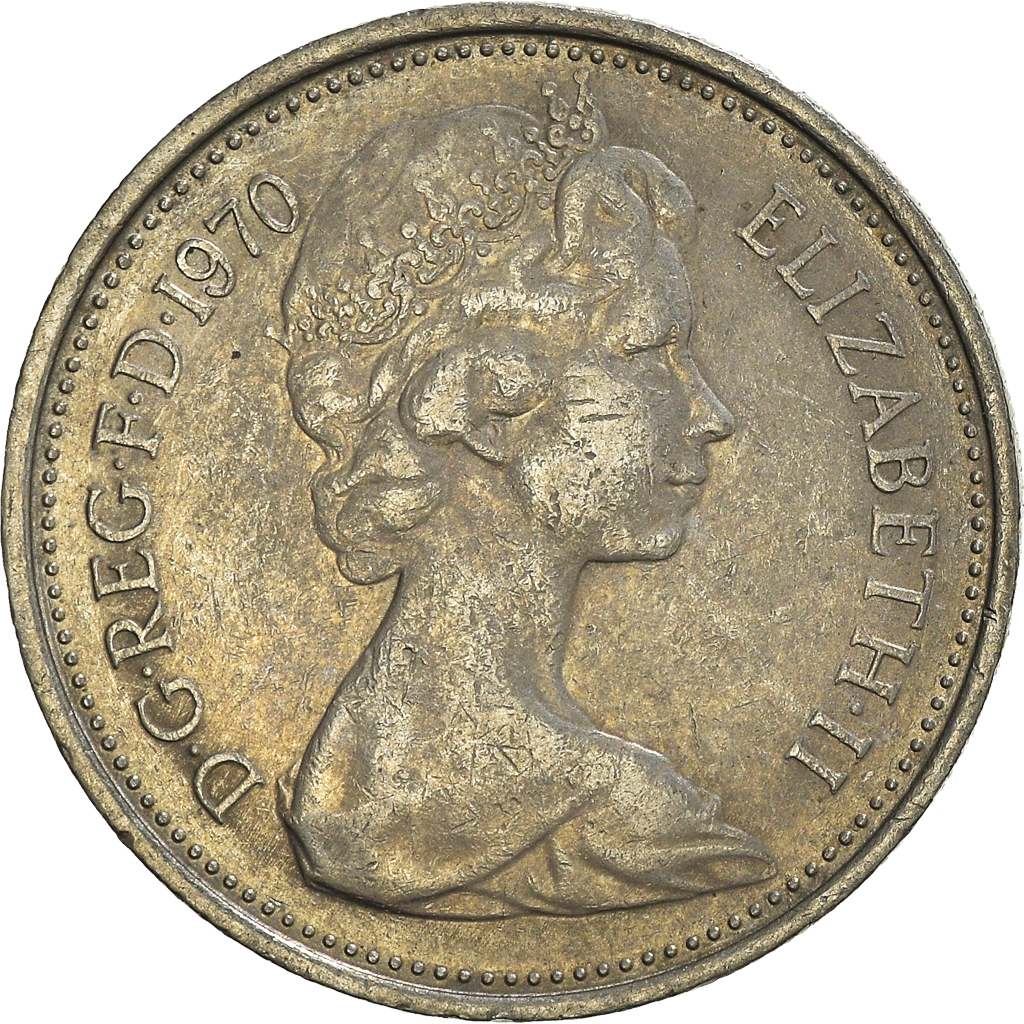 Moneda, Gran Bretaña, 5 New Pence, 1970