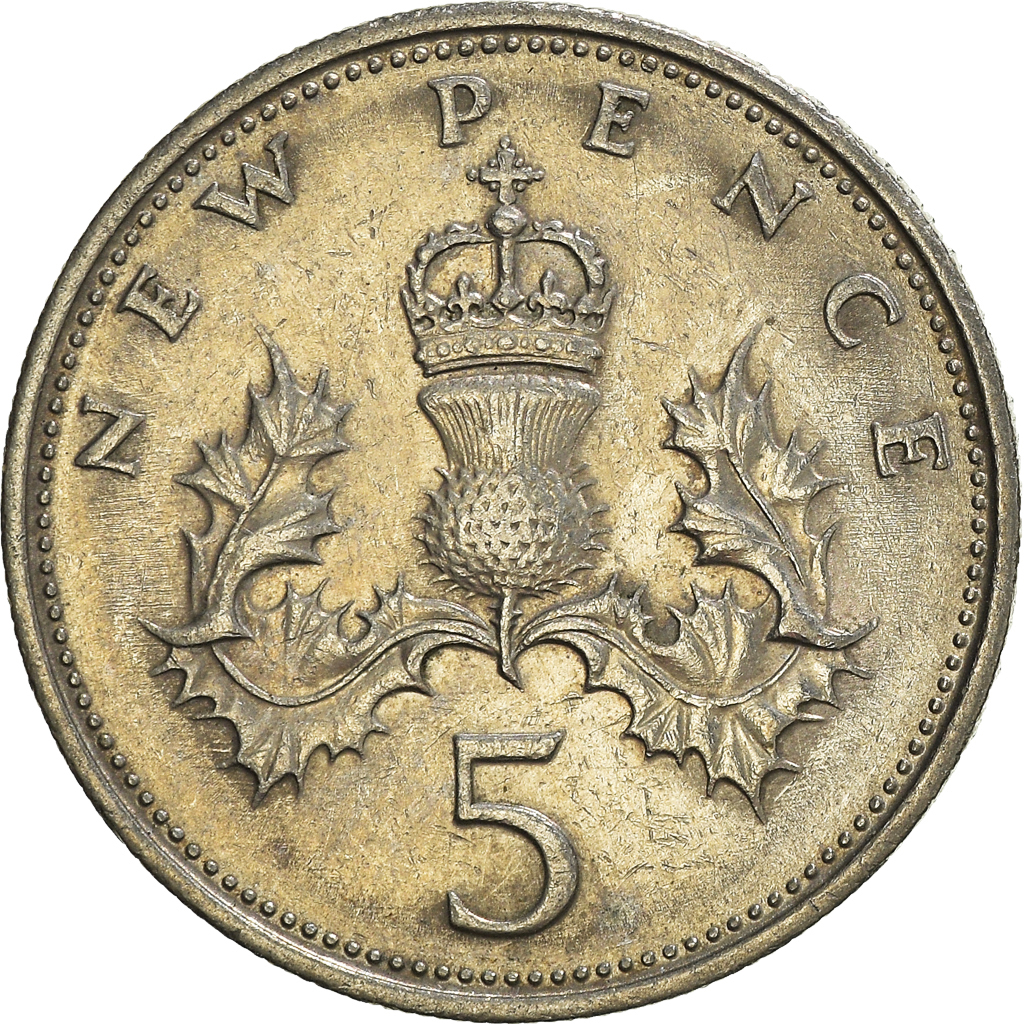 Moneda, Gran Bretaña, 5 New Pence, 1970