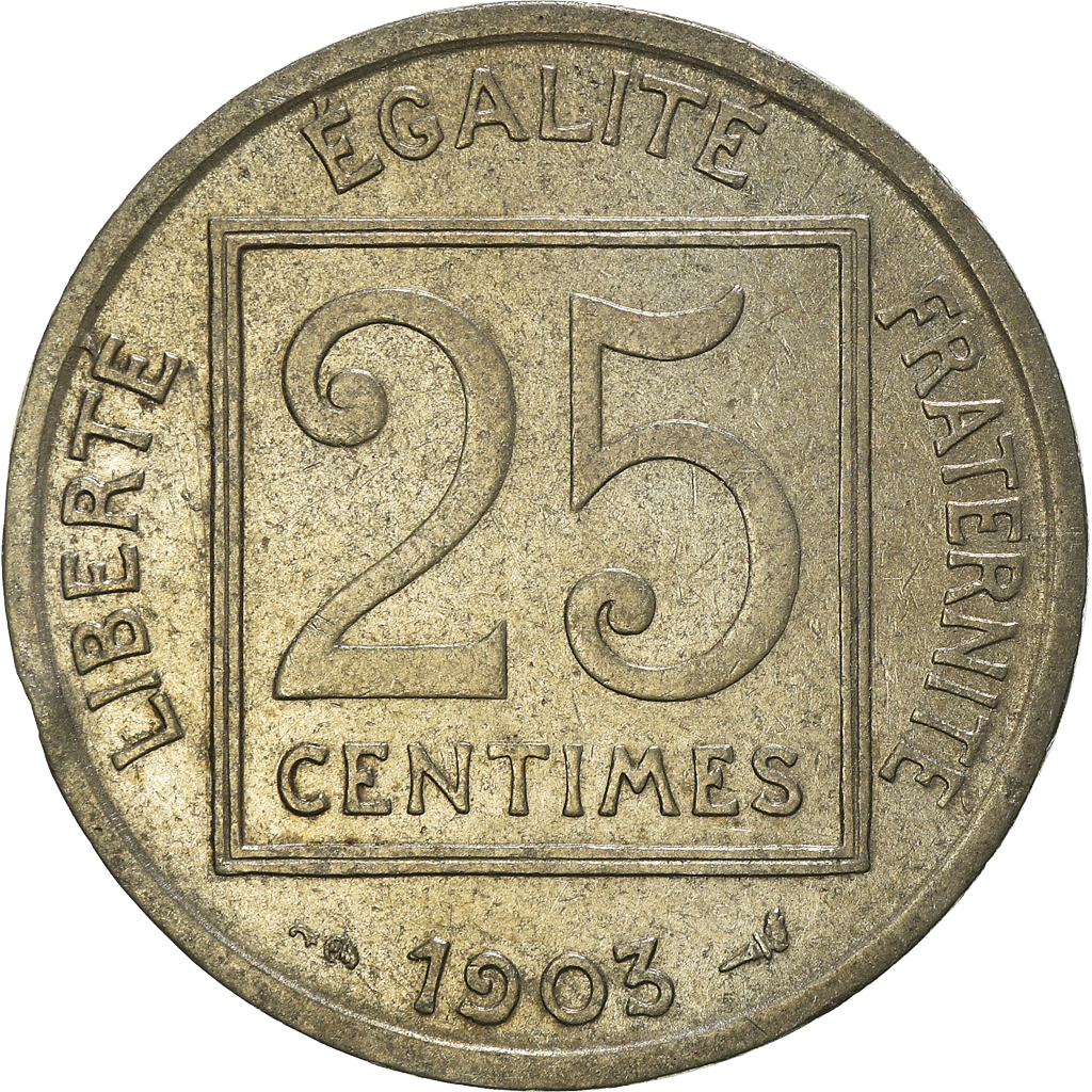 Moneda, Francia, 25 Centimes, 1903