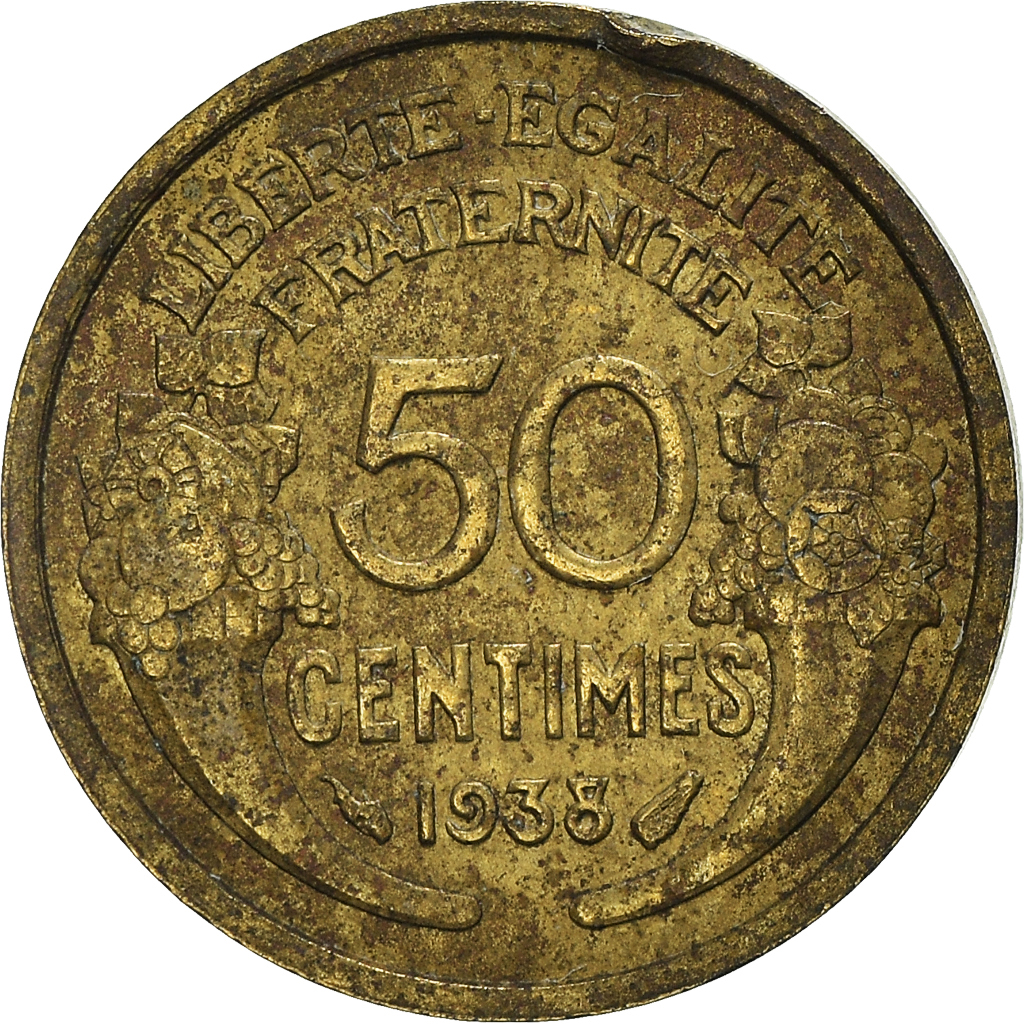 Moneda, Francia, 50 Centimes, 1938