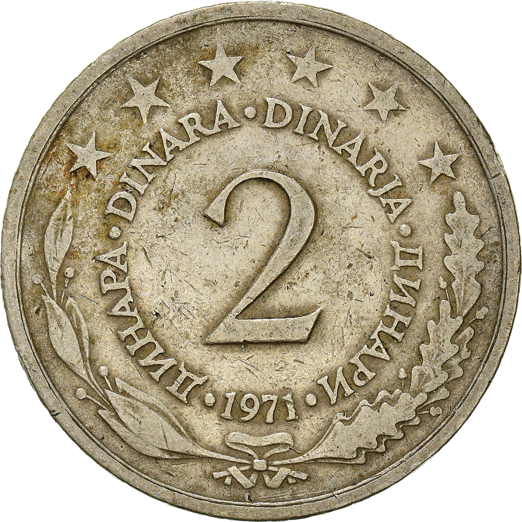 Moneda, Yugoslavia, 2 Dinara, 1971