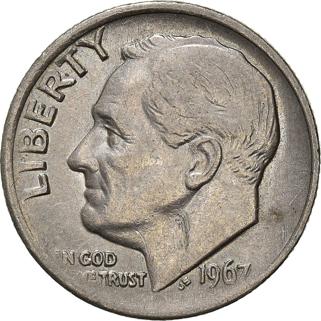 Moneda, Estados Unidos, Dime, 1967