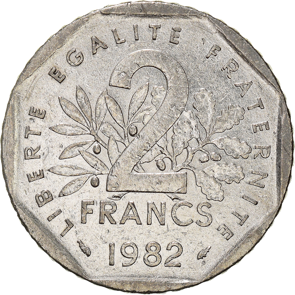 Moneda, Francia, 2 Francs, 1982