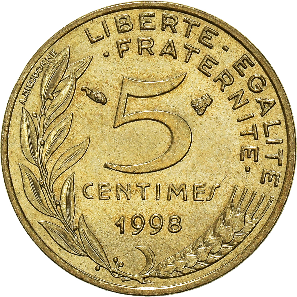 Moneda, Francia, 5 Centimes, 1998