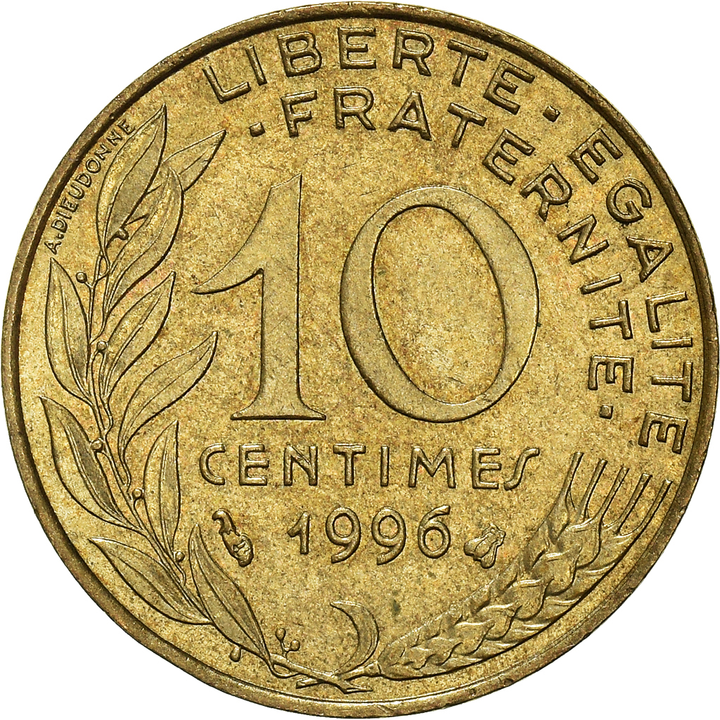 Moneda, Francia, 10 Centimes, 1996