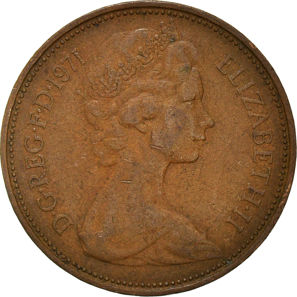 Moneda, Gran Bretaña, 2 New Pence, 1971