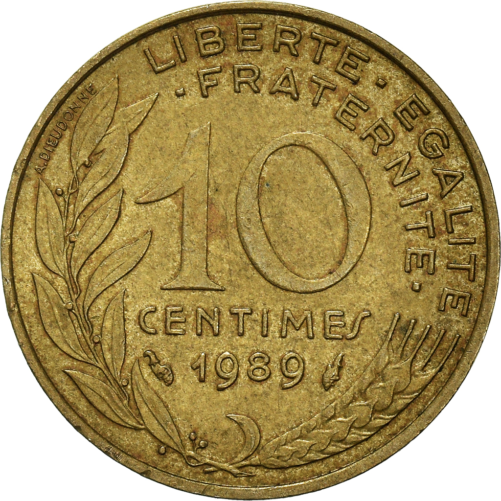Moneda, Francia, 10 Centimes, 1989