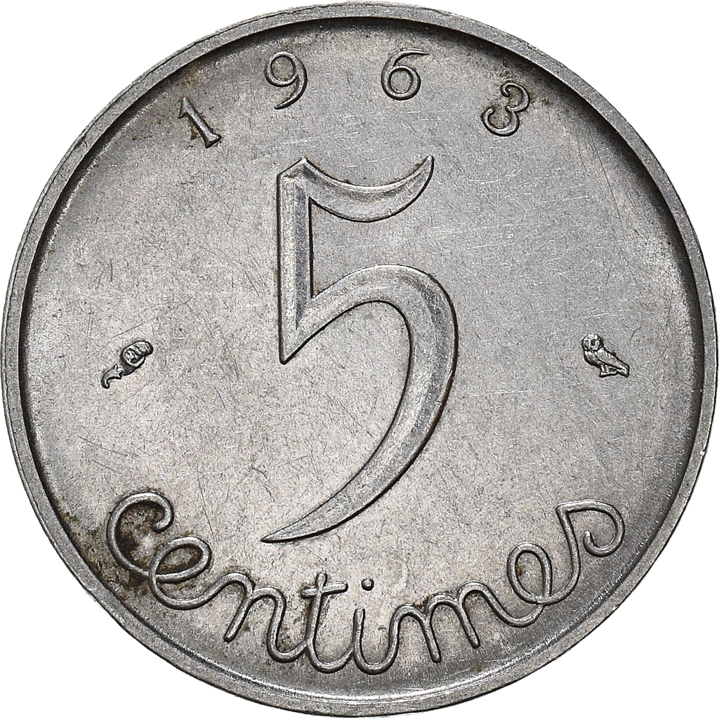 Moneda, Francia, 5 Centimes, 1963