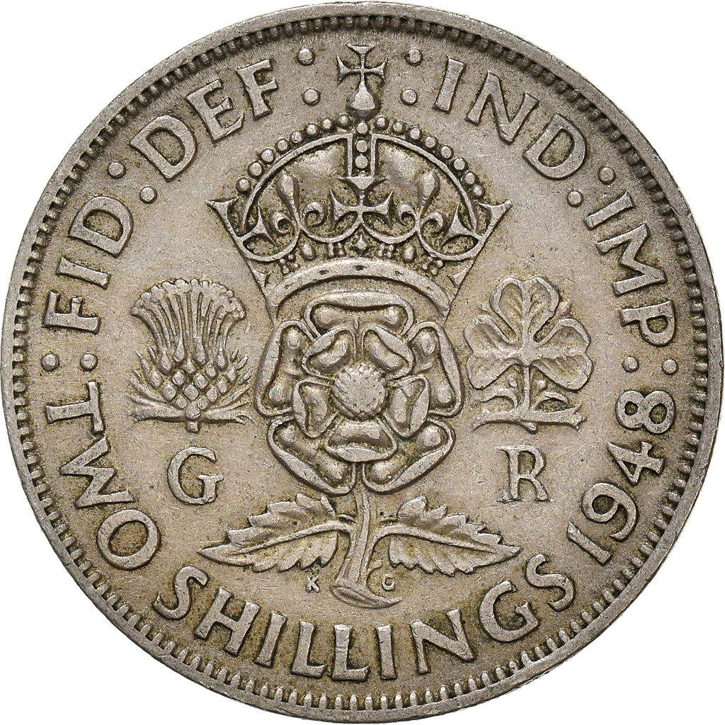 Moneda, Gran Bretaña, Florin, Two Shillings, 1948