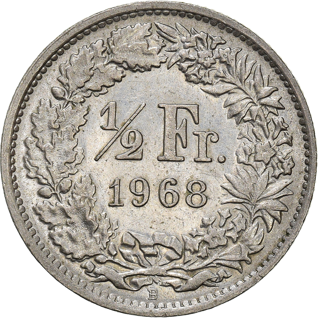 Moneda, Suiza, 1/2 Franc, 1968