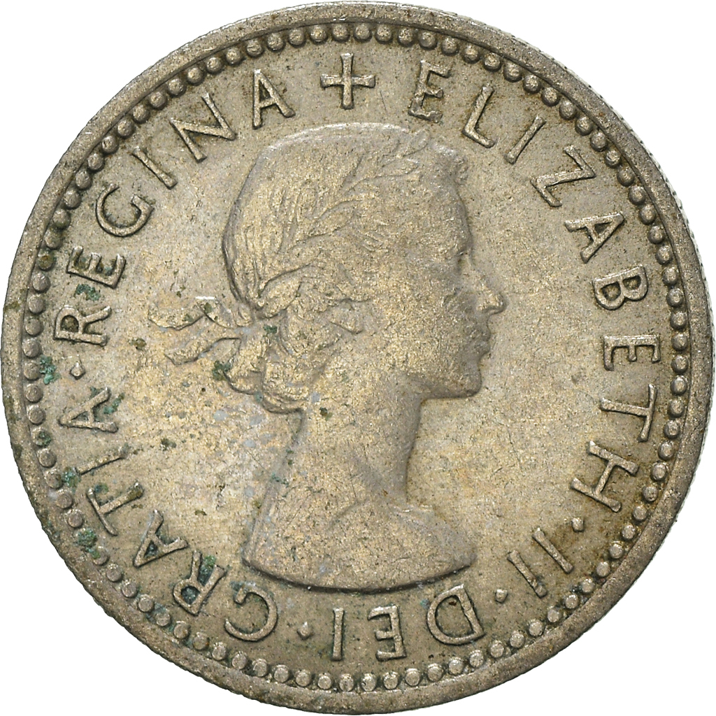 Moneda, Gran Bretaña, 6 Pence, 1956