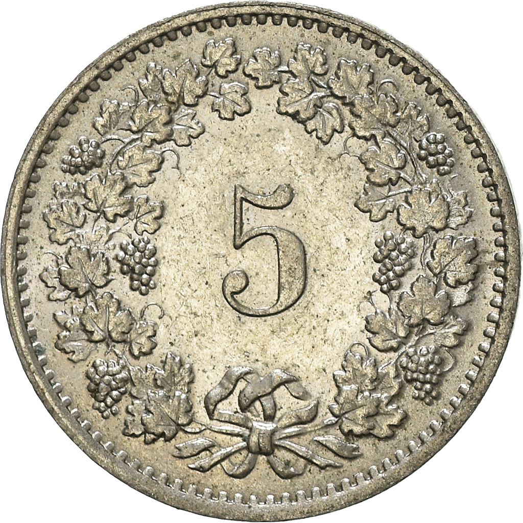 Moneda, Suiza, 5 Rappen, 1971