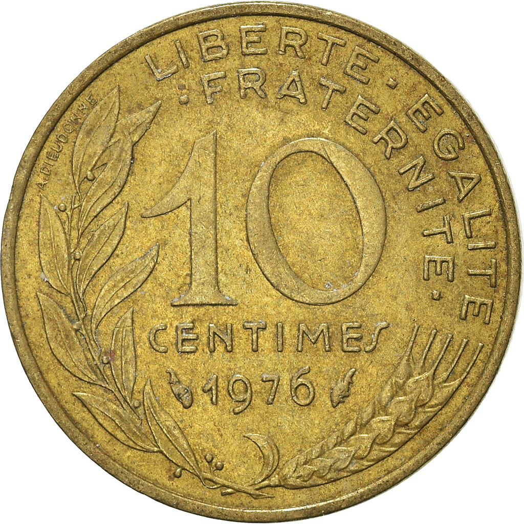 Moneda, Francia, 10 Centimes, 1976