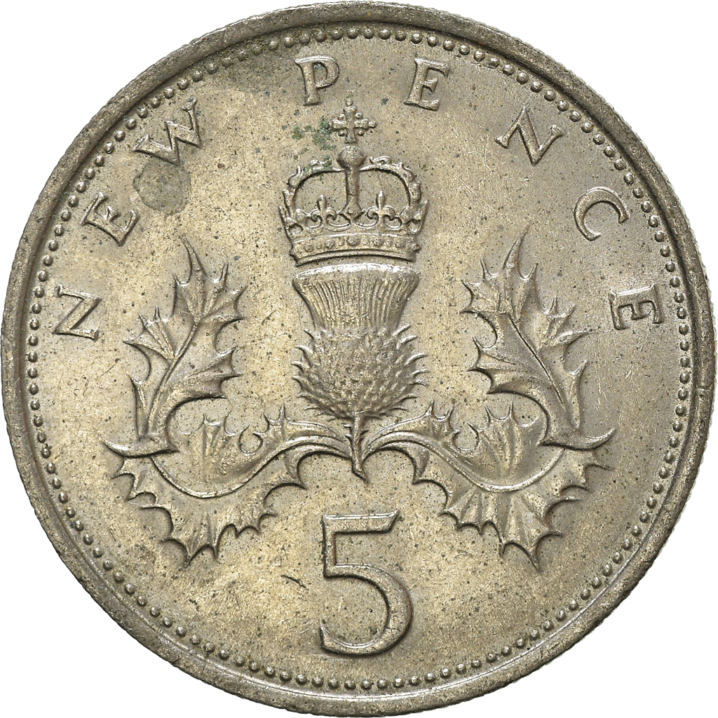 Moneda, Gran Bretaña, 5 New Pence, 1971