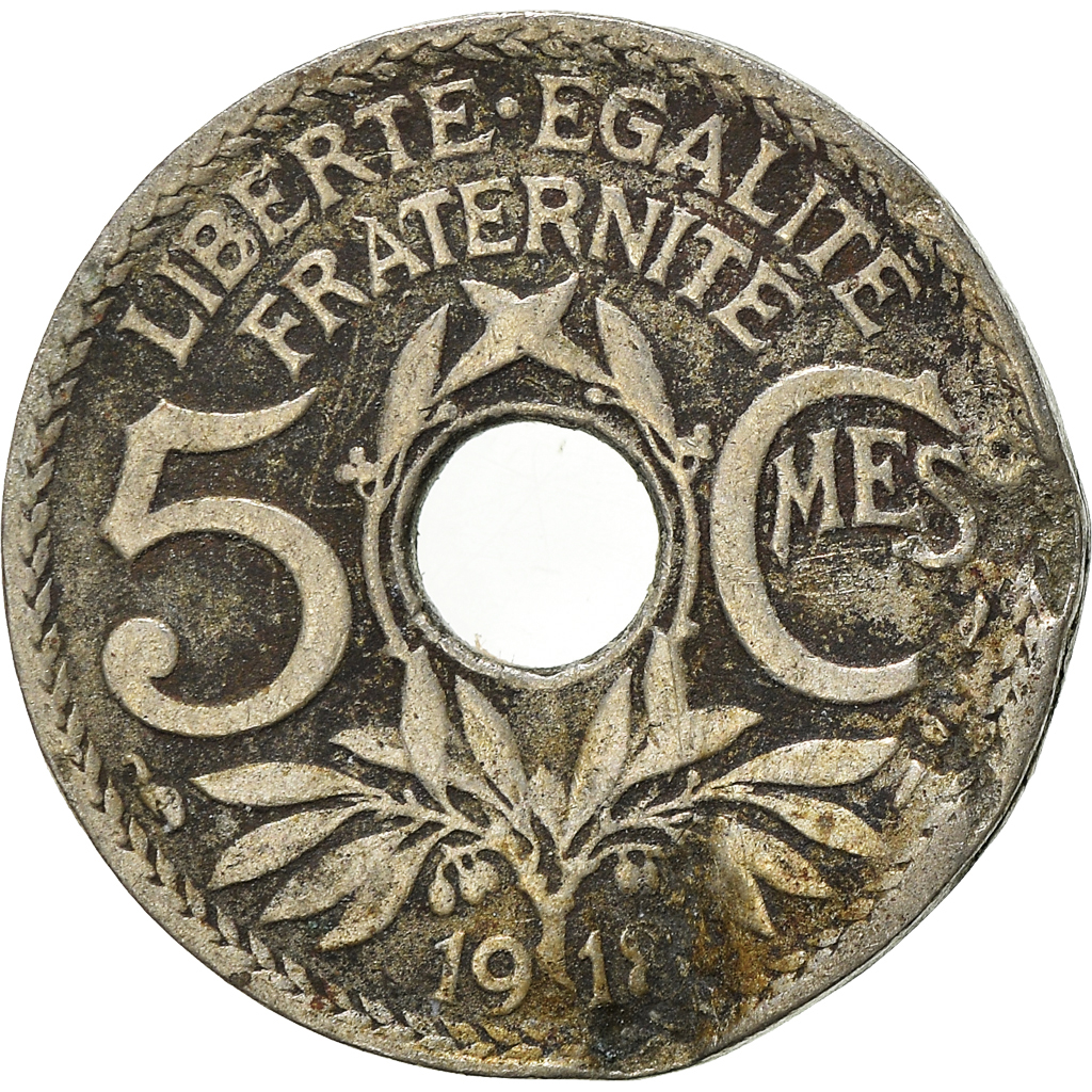 Moneda, Francia, 5 Centimes, 1918