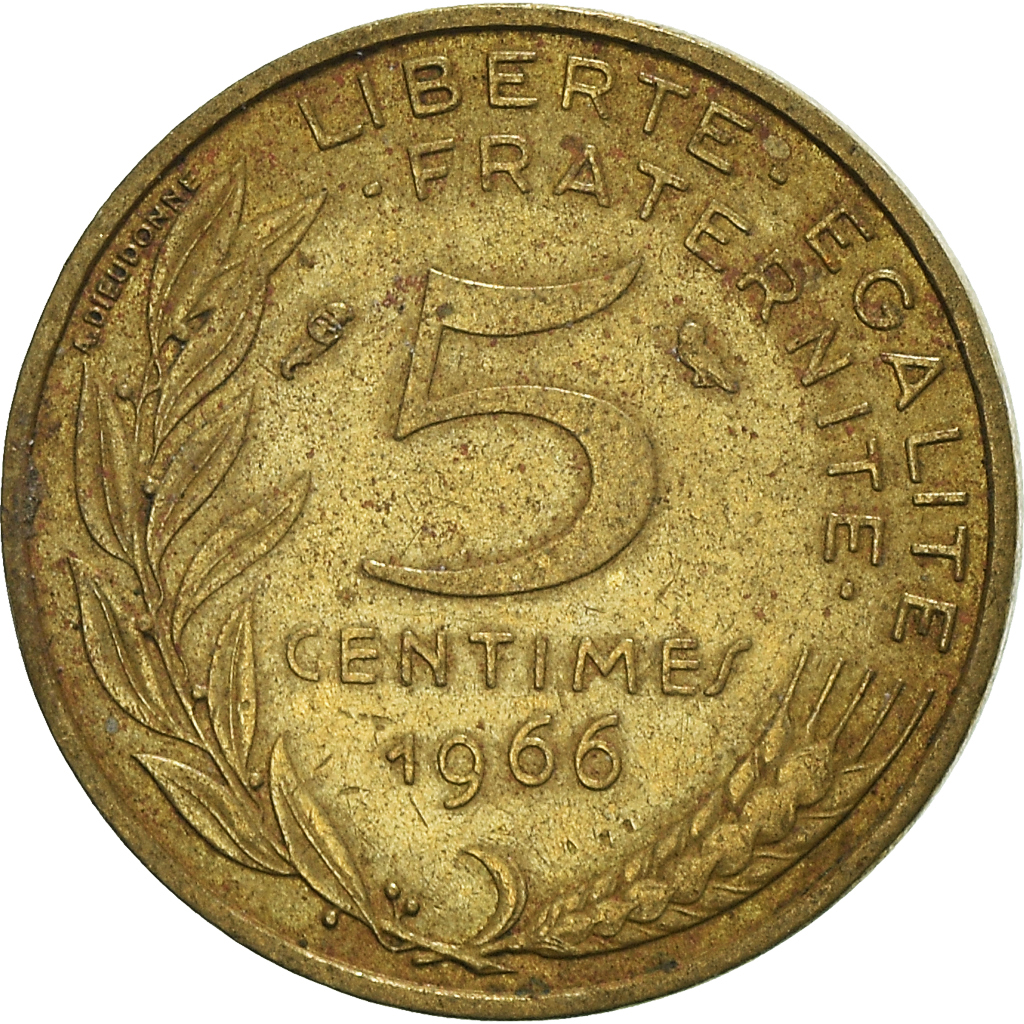 Moneda, Francia, 5 Centimes, 1966