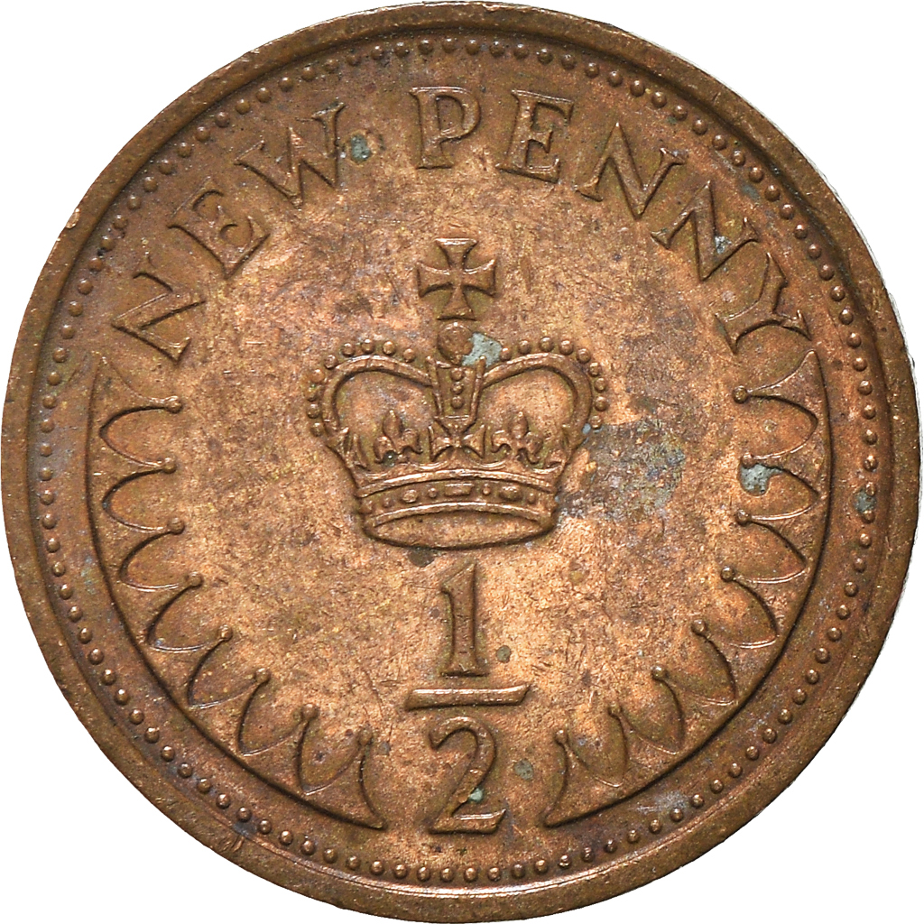 Moneda, Gran Bretaña, 1/2 New Penny, 1977