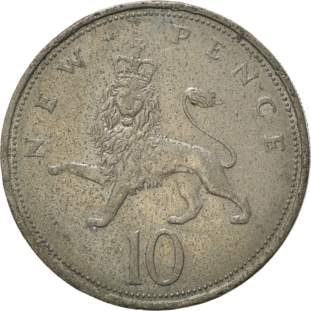 Moneda, Gran Bretaña, 10 New Pence, 1968