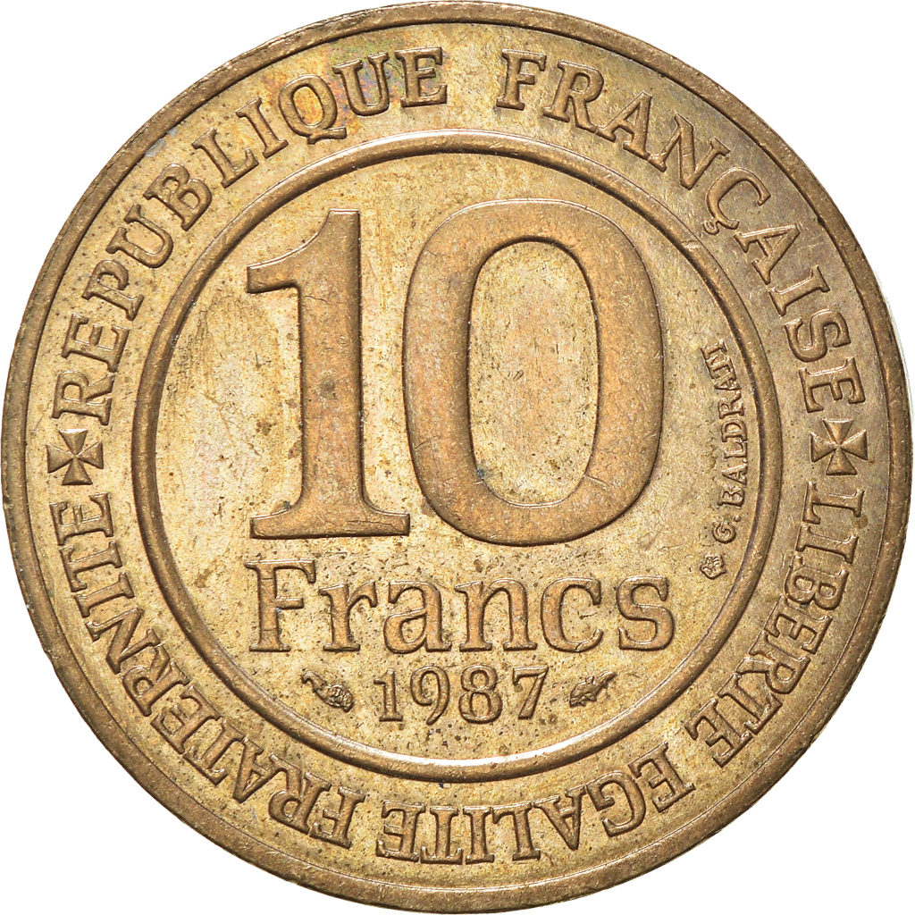 Moneda, Francia, 10 Francs, 1987