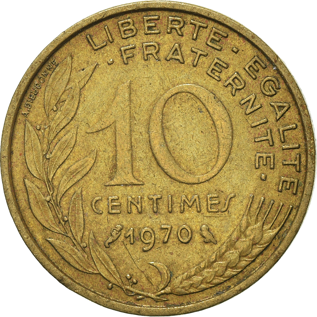 Moneda, Francia, 10 Centimes, 1970