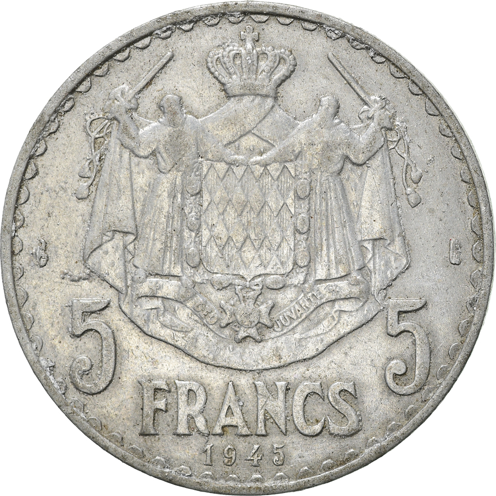 Moneda, Mónaco, 5 Francs, 1945