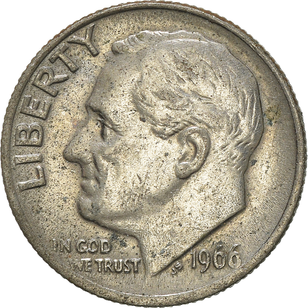 Moneda, Estados Unidos, Dime, 1966