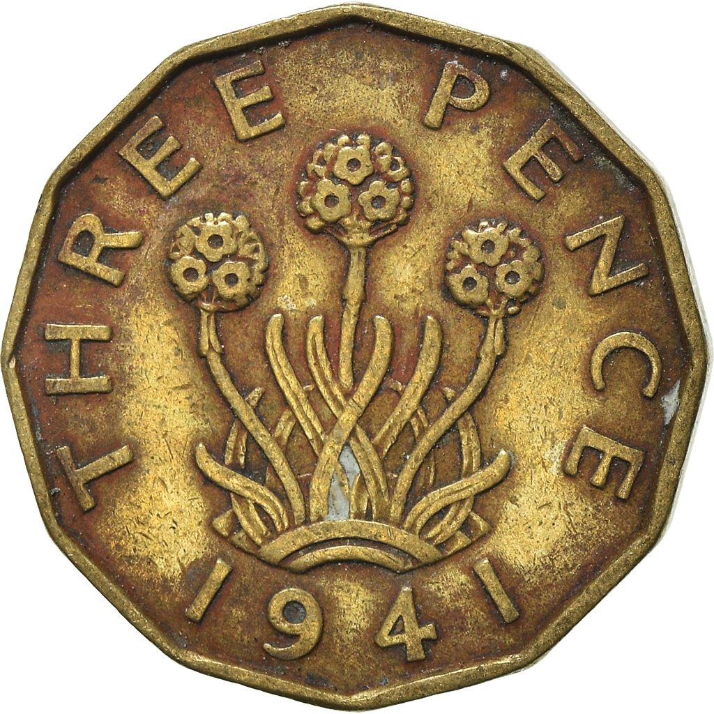 Moneda, Gran Bretaña, 3 Pence, 1941