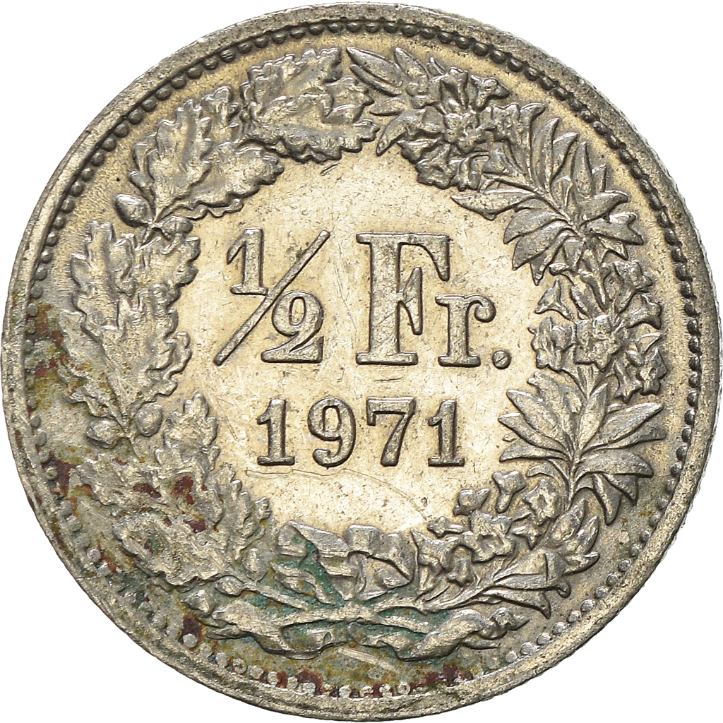 Moneda, Suiza, 1/2 Franc, 1971