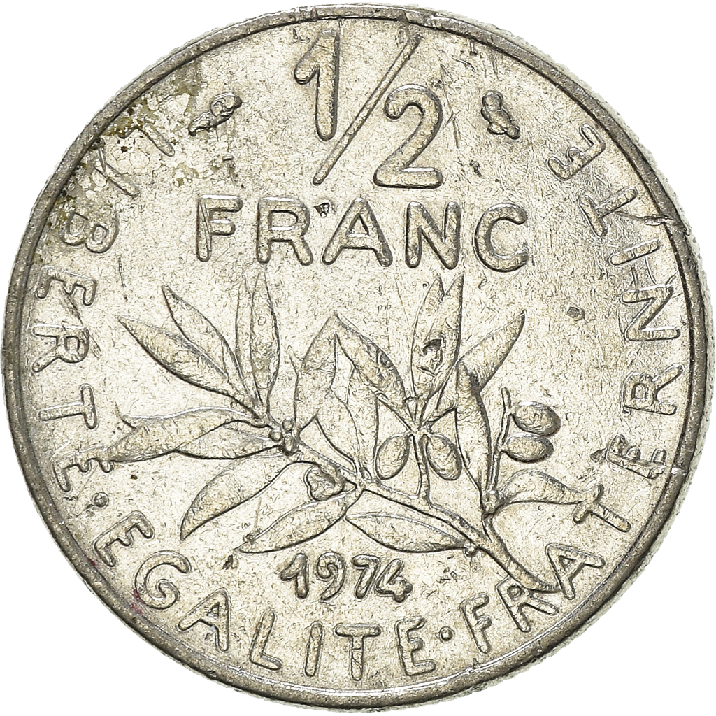 Moneda, Francia, 1/2 Franc, 1974