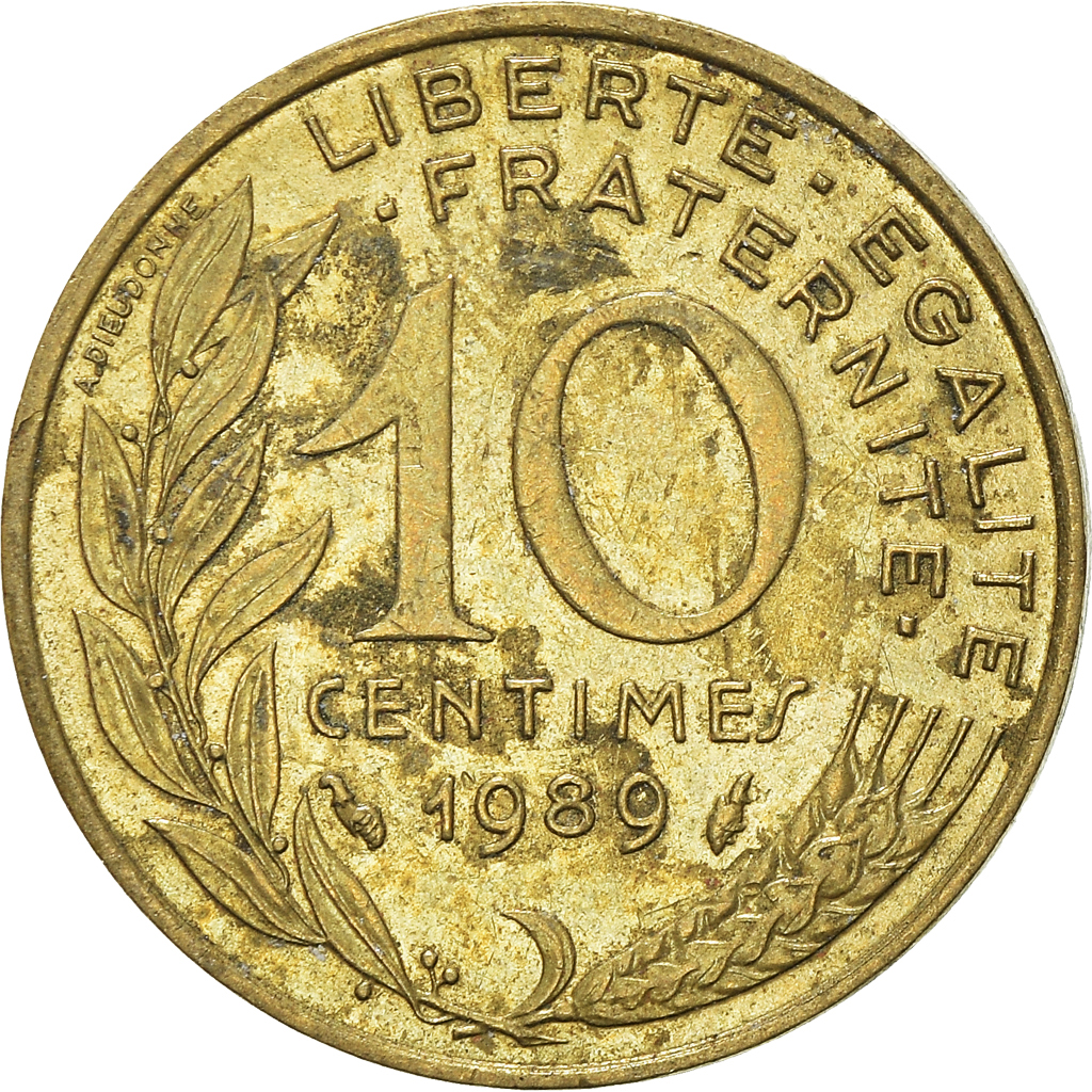 Moneda, Francia, 10 Centimes, 1989
