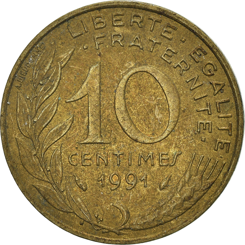 Moneda, Francia, 10 Centimes, 1991