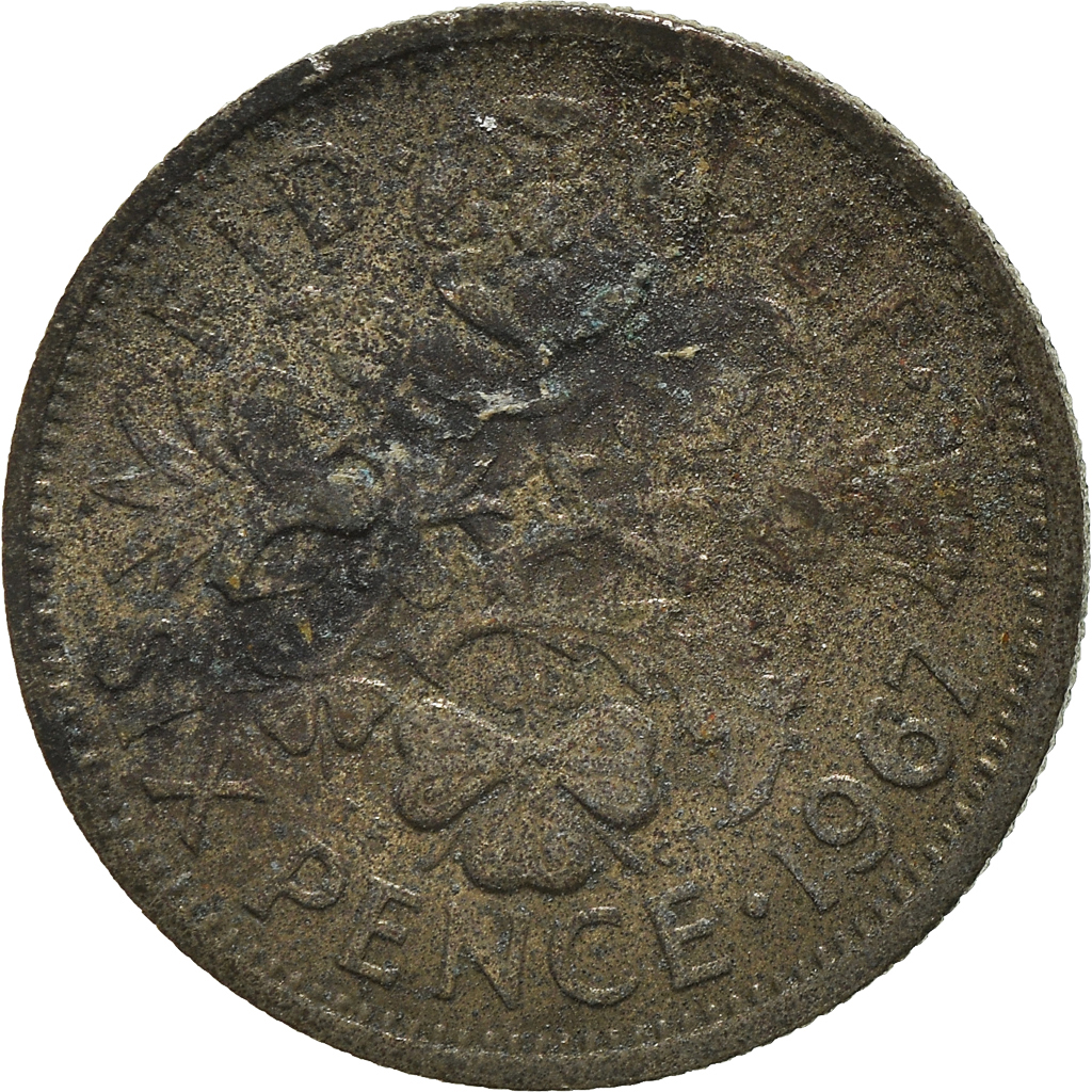 Moneda, Gran Bretaña, 6 Pence, 1967