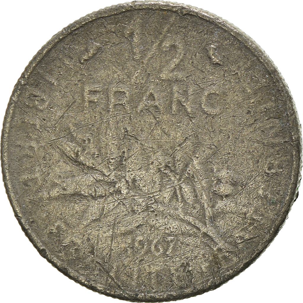 Moneda, Francia, 1/2 Franc, 1967